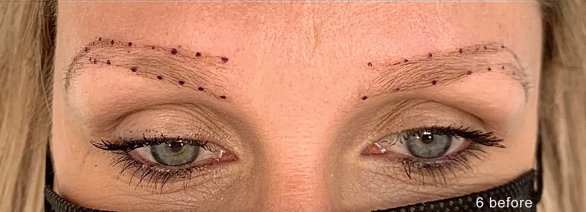 Image of a client's brows prior to nanobrow work.
