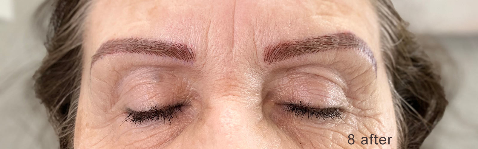 Image of a client's brows after nanobrow work.